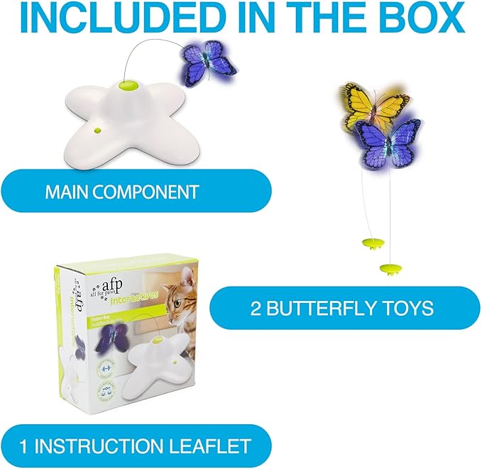 All for Paws Cat Toys Interactive Butterfly Flutter Bug Cat Automatic Toy Stimulating Kitty Toys Enrichment for Indoor Cats