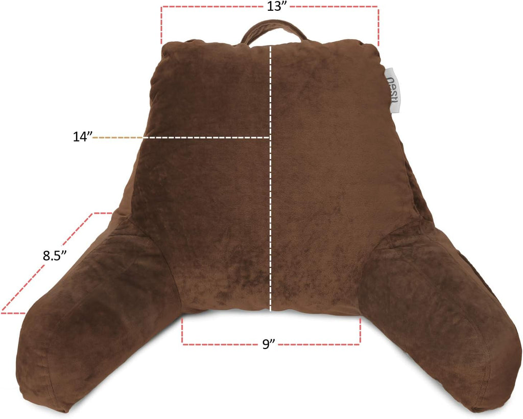 Nestl Reading Pillow for Kids & Teens with Shredded Memory Foam, Backrest Pillows for Reading, Watching, and Gaming, Use on the Couch, Bed, or Floor Adjustable Support, Washable Cover, Chocolate Brown