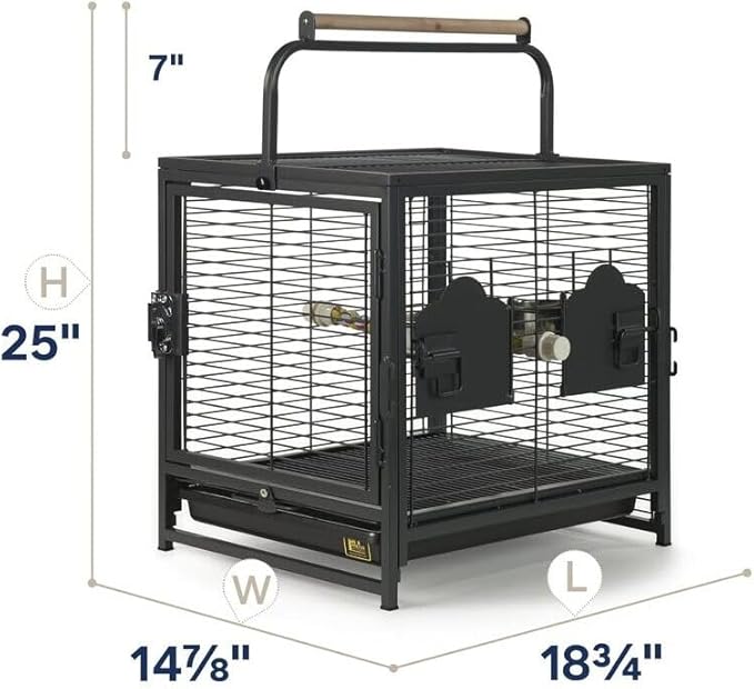 Artisanal Artistry Bird Cage with Handcrafted Design, Intricate Details, Spacious Interior for a Stylish and Comfortable Home Black/Small