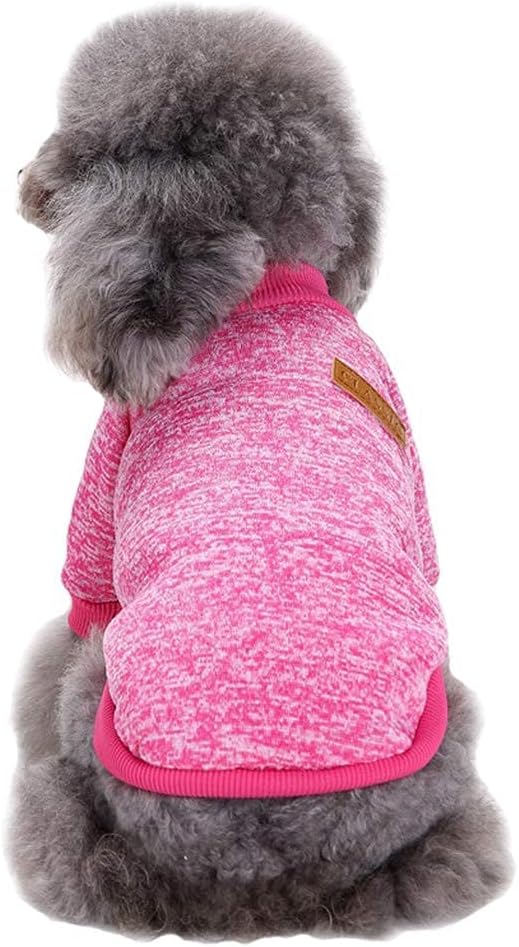 Jecikelon Dog Clothes Dogs Sweater Soft Puppies Clothing Winter Puppy Sweaters Warm Outfit for Dogs Small XXS XS Cat Apparel (Large, Rose red)