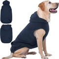 IECOii XXL Dog Hoodie for Large Dogs, Fleece Dog Sweatshirt for Large Breed Male Female Dogs,Pet Pouch Hoodie Winter Sweater Coat with Leash Hole, Warm & Lightweight Outfit for Pitbull, Blue, 2XL