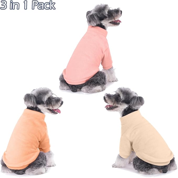 Dog Sweater, 3 Pack Dog Sweaters for Small Dogs Girl Boy, Ultra Soft Warm Puppy Clothes Dog Coat for Winter (Peach+Lt Camel+Pink, X-Small)