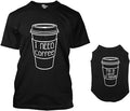 Tcombo I Need Coffee/I'm A Latte to Handle Matching Dog Shirt & Owner T-Shirt (Black, X-Large Mens/Small Dog)