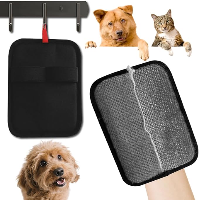 New Upgraded cat Hair Cleaner, Upgraded efficient pet Hair Grooming Gloves, Suitable for Dog and cat Hair Removal Tools on Sofas, Carpets, Clothes, Curtains [Black and red]