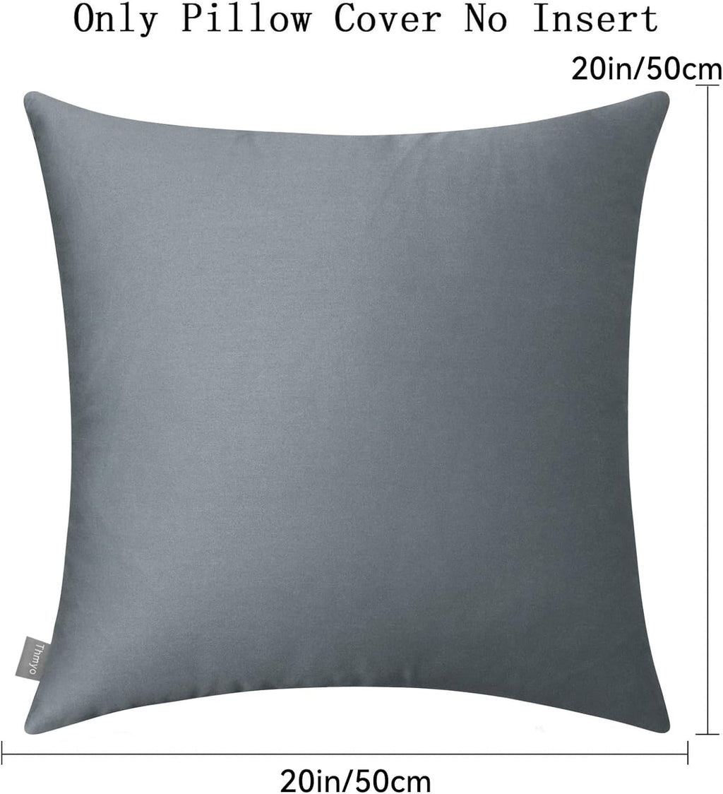 Thmyo 4-Pack 100% Cotton Comfortable Solid Decorative Throw Pillow Case, Square Cushion Cover Pillowcase Sublimation Blank Pillow Covers DIY Throw Pillowcase for Sofa(20x20 inch/ 50x50cm,Dark Grey)