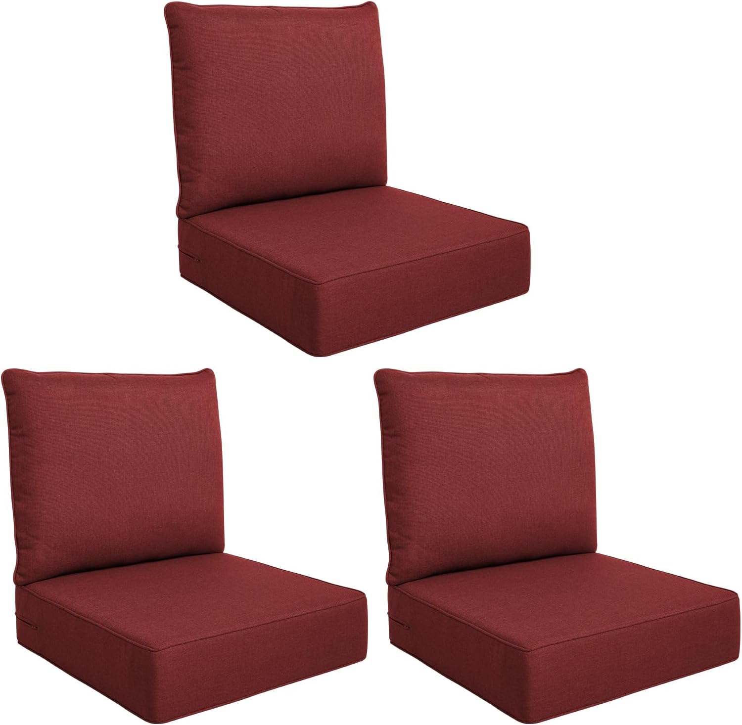 Luxury Outdoor Seat Cushion Set-24 x 24 x 6 Inch Outdoor Chair Cushions Set of 2 with Water Resistant & Removable Cover Outdoor Cushions for Patio Furniture Chair Sofa Couch