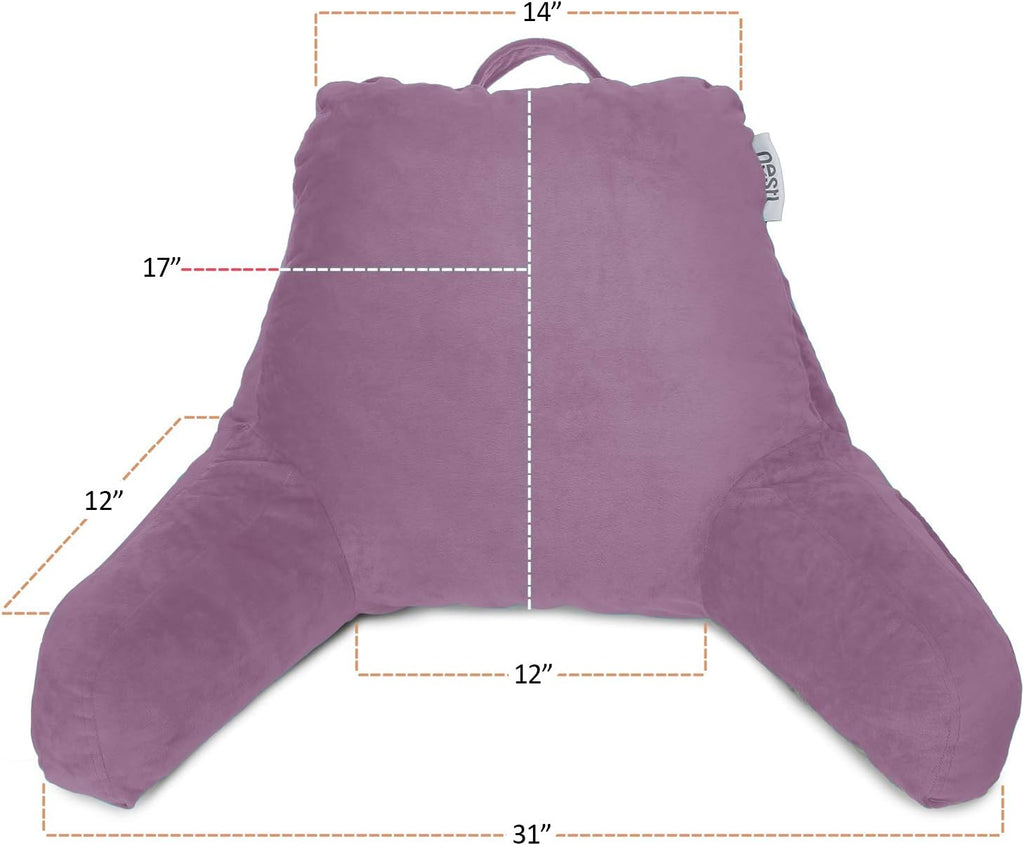 Nestl Reading Pillow with Shredded Memory Foam, Designed for Sitting Up in Bed and Couch, Back and Arms Adjustable Support for Adult & Teens Backrest Pillows for Reading Washable Cover, Lavender Dream