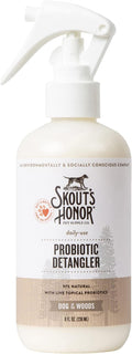 Skout's Honor Probiotic Pet Detangler Spray - Hydrating & Conditioning with Avocado Oi, 97% Natural, Paraben & Sulfate-Free, softens for a More brushable Coat, Daily Use, 8oz, Dog of The Woods
