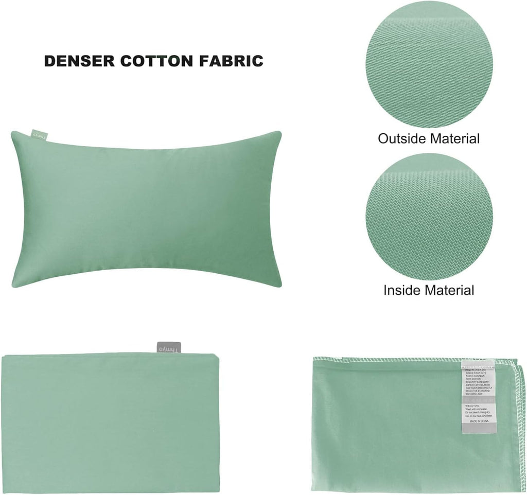 Thmyo 4-Pack 100% Cotton Lumbar Comfortable Solid Decorative Throw Pillow Case, Rectangle Cushion Cover Pillowcase Sublimation Blank Pillow Covers DIY Throw Pillowcase(12x20inch/30x50cm, Mist Green)