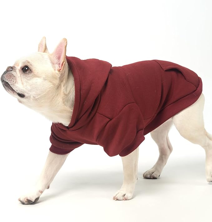 KOOLTAIL Basic Dog Hoodie - Soft and Warm Dog Hoodie Sweater with Leash Hole and Pocket, Pet Winter Coat, Cold Weather Clothes Sweatshirt for Small Medium Large Dogs Puppy Cat Boys Girls, Deep Red L