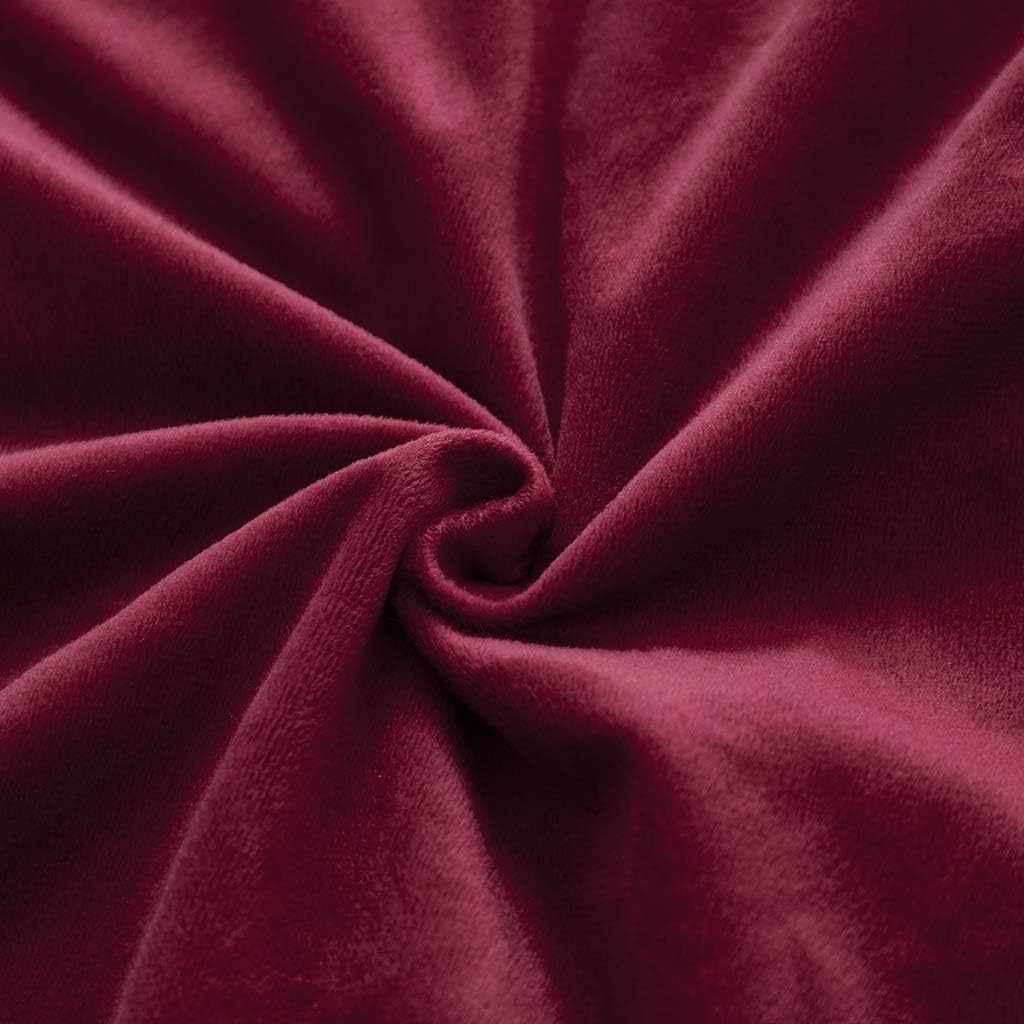 Uhamho Set of 2 Faux Fur Throw Pillow Covers Soft Velvet Decorative Pillowcases Zipper Closure (Burgundy, 20"x36")
