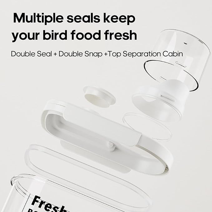 1.7 Qt/1.6 L Bird Seed Storage Container with Lids Airtight Measuring Cup, Bird Seed Dispenser Pet Food Container Are Used to Store Bird Food, Chicken Feed BPA Free (1.6L, Green)