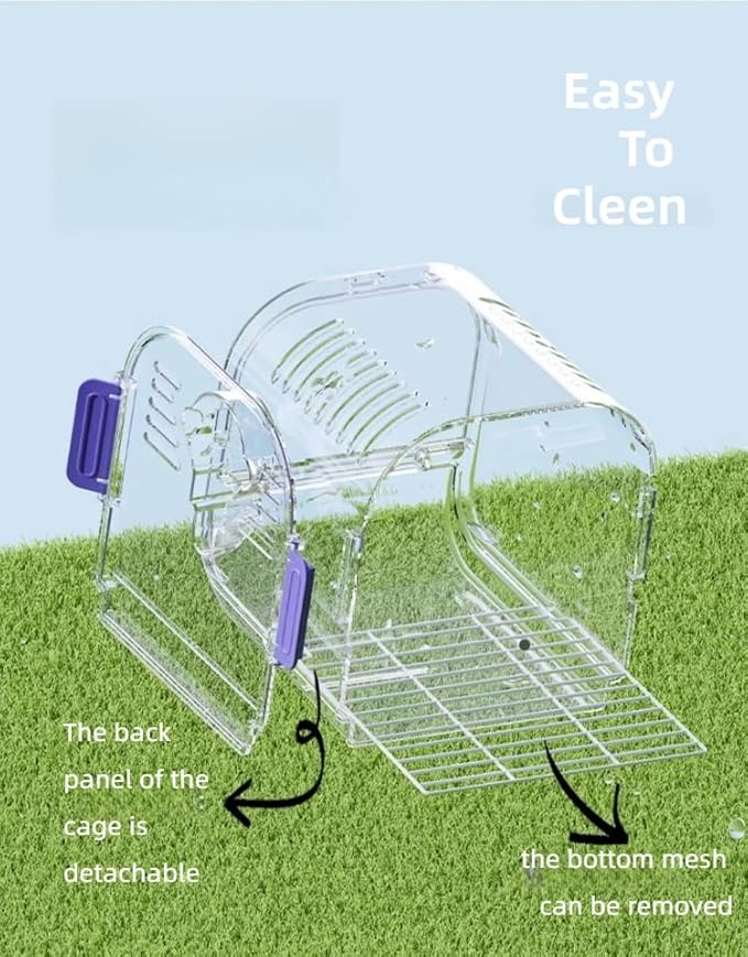 Portable Plastic Bird Cages Lightweight Waterproof Ventilated Travel Bird Cage for Pets Ideal for Outdoor Use Easy to Carry Bird Carrier Perfect for Small Birds and Budgies (Purple)