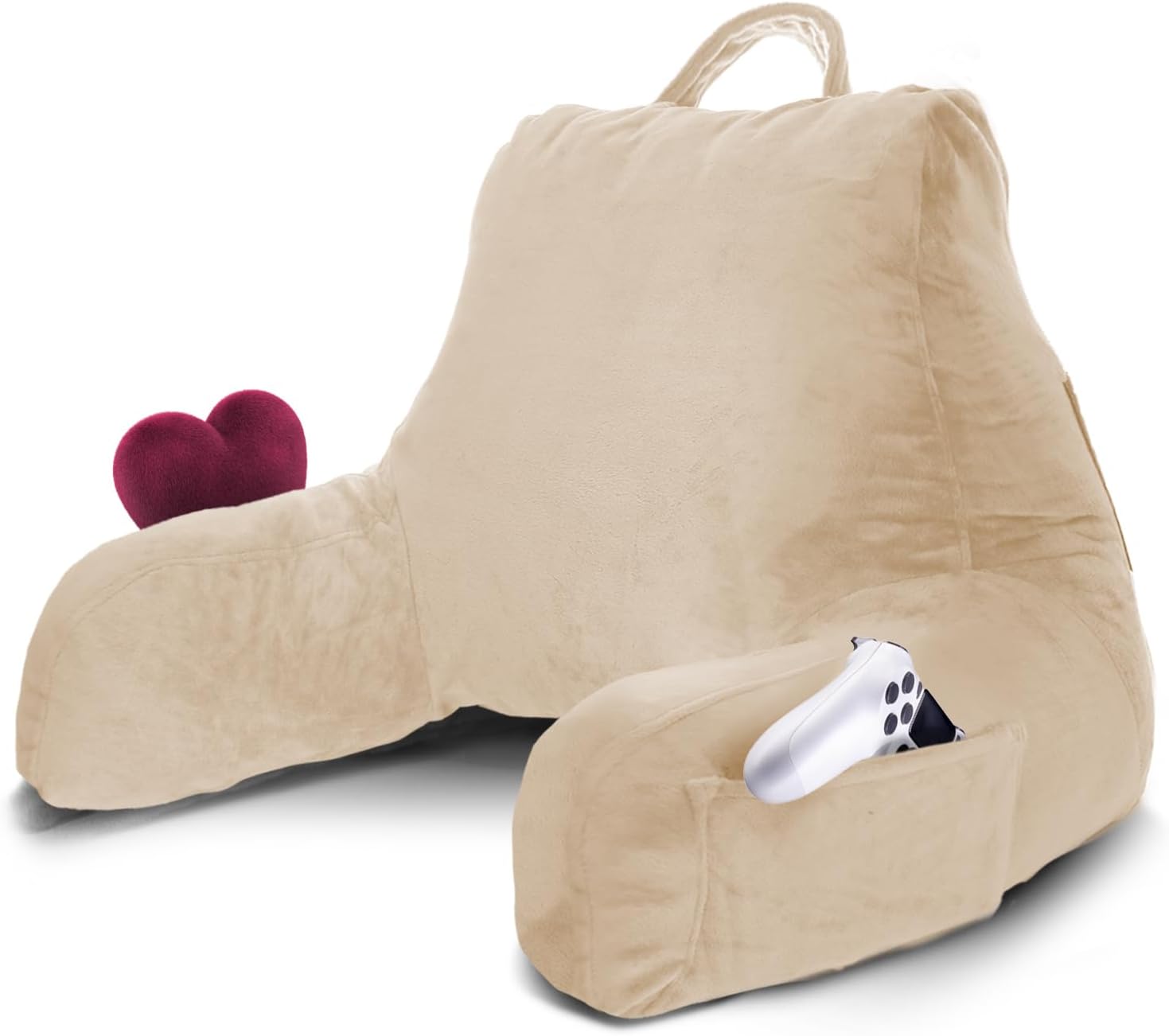 Nestl Reading Pillow for Kids & Teens with Shredded Memory Foam, Backrest Pillows for Reading, Watching, and Gaming, Use on the Couch, Bed, or Floor, Adjustable Support with Washable Cover Beige Cream