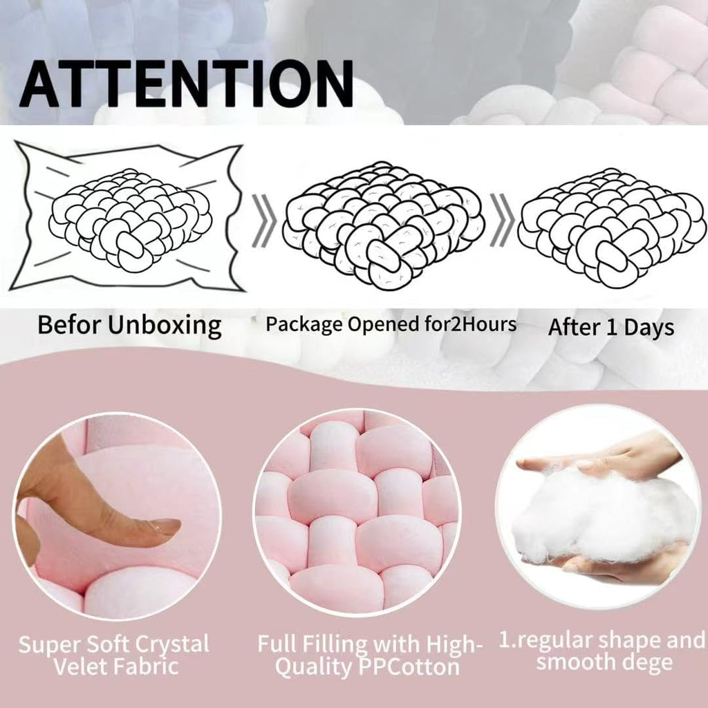 2Pcs Square Knot Throw Pillows, Suitable For Bedroom Decoration, Sofa Decorative Pillows, Home Decoration, Home Decor Living Room 12 inches * 13 inches (Pink)