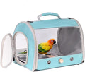 Long Tail Portable Bird Travel Carrier Cage with Metal Tray Soft Mat and Wooden Standing Perch, Hands Free Lightweight Clear 2 Windows Carry Bag for Parakeet Budgies Cockatiel Transport to Vet