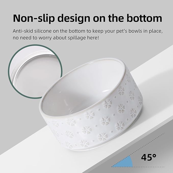 6.1inch Ceramic Dog Bowls, Food and Water Bowl for Small Breed Dogs, Weighted Dog Dishes(Single Bowl, Arctic White)