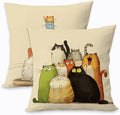 2 Pcs Whimsical Cat Throw Pillow, Throw Pillow Cover Lovely Multicolor Cartoon Cats Decorative, Suitable for Couch Sofa Bed Bedroom Apartment Dorm Living Room Office Home Decor