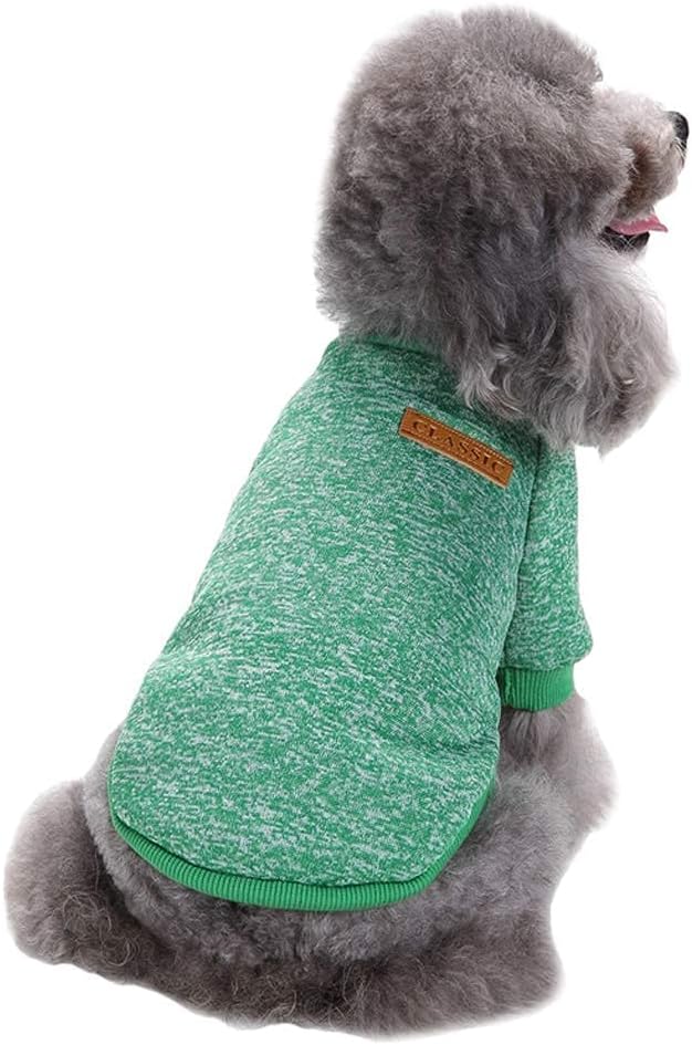 Jecikelon Dog Clothes Dogs Sweater Soft Puppies Clothing Winter Puppy Sweaters Warm Outfit for Dogs Small XXS XS Cat Apparel (Green, XS)