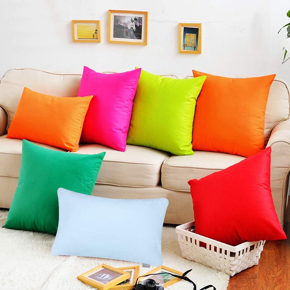 4-Pack 100% Cotton Lumbar Comfortable Solid Decorative Throw Pillow Case,Thmyo Rectangle Cushion Cover Pillowcase Sublimation Blank Pillow Covers DIY Throw Pillowcase(12x20inch/30x50cm, Light Blue)