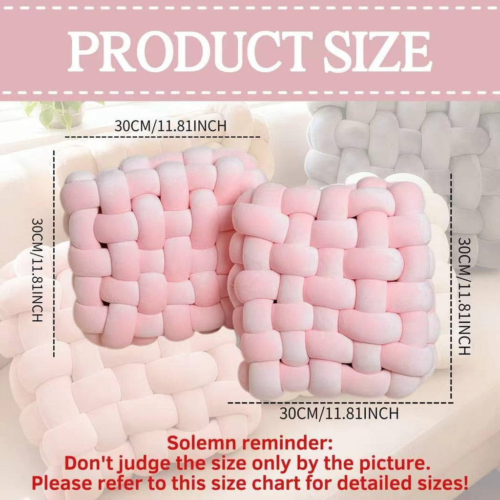 2Pcs Square Knot Throw Pillows, Suitable For Bedroom Decoration, Sofa Decorative Pillows, Home Decoration, Home Decor Living Room 12 inches * 13 inches (Pink)