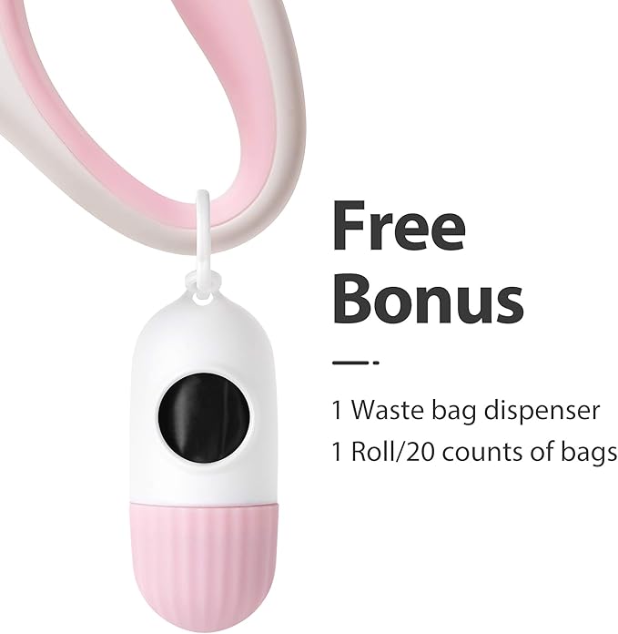 Fida Retractable Dog Leash with Dispenser and Poop Bags, 16 ft Pet Walking Leash for Large Dog up to 110 lbs, Anti-Slip Handle, Tangle Free, Reflective Nylon Tape (L, White)