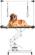 Hydraulic Pet Dog Grooming Table for Dogs & Cats, Heavy Duty Large Groomming Table with Adjustable Arm Noose, Maximum Capacity Up to 300lbs, 42.5inch, Black