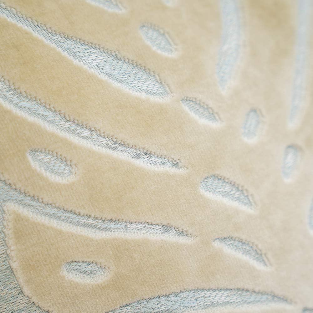 Alerfa 18 x 18 Inch Square Leaf Pillow Embroidery Cut Velvet Cushion Case Luxury Modern Lumbar Throw Pillow Cover Decorative Pillow for Couch Sofa Living Room Bedroom Car, Beige