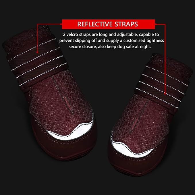 QUMY 4PCS Dog Boots for Large Dogs, Medium Dog Shoes & Paw Protectors for Hot Pavement, Summer Heat Protection, Mesh Breathable Nonslip Dog Booties for Hardfloors, Walking Running Hiking Pink Size 1