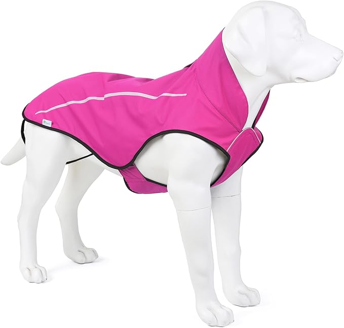 Mile High Life Dog Raincoat, Adjustable Waterproof Reflective Rain Jacket for Small Medium Large Dogs, Lightweight Breathable Pet Rain Coat with Leash Hole(Hot Pink,S Chest 22-25")