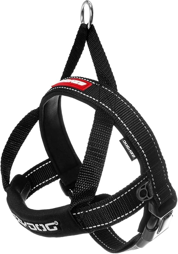 EzyDog Quick Fit Dog Harness – No Pull Harness for Training, Everyday Walking, and Easy Control - Adjustable Fit, Reflective, and Padded (X-Large, Black)