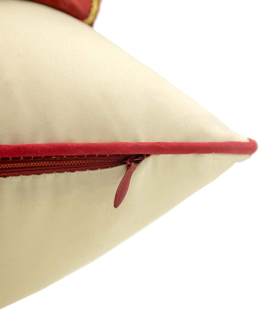 vctops Embroidered Peacock Decorative Throw Pillow Case Silky Satin Cushion Cover Red3 12"X20"