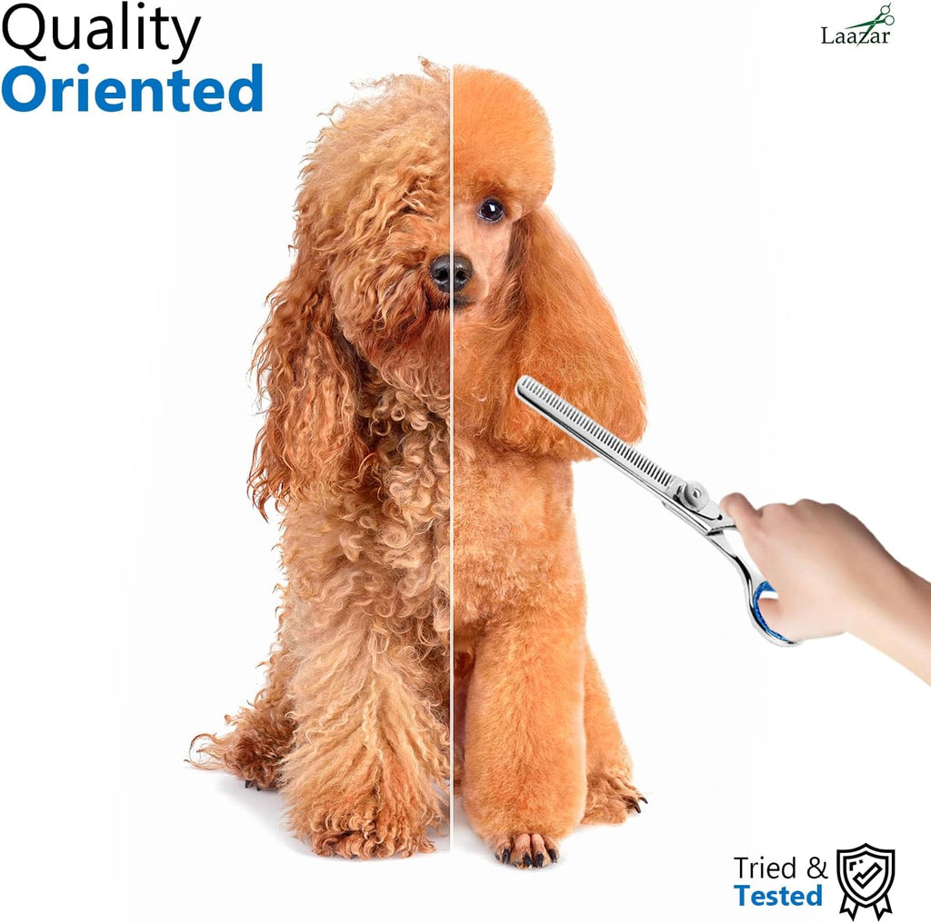 Laazar Pro Shears Thinning Pet Grooming Shear - 6.5 42 Teeth Scissors for dogs cats and pets