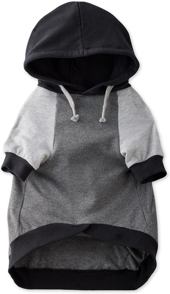 Rocky – The Orginal Lightweight Hooded TEE 100% Organic Cotton Dog Hoodie Pet Coat Sweater for Small, Medium, Large Dogs, Black Color Block, X-Small (5-12 lbs)