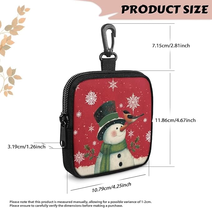 KEIAHUAN Christmas Dog Treat Pouch, Hand Free Dog Training Treat Bag with Carabiner, Xmas Snowman Print Portable Training Bag Hands-Free Snack Pouch for Dog Training, Walks & Outdoor Use