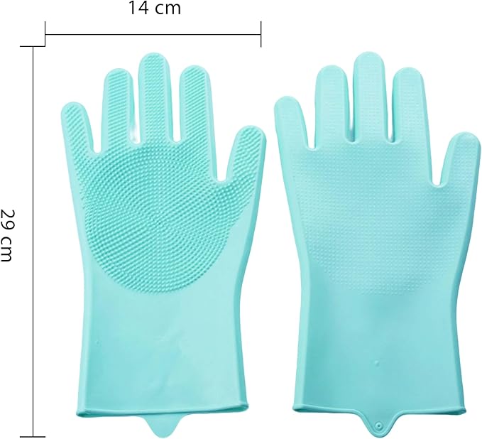 Pet Grooming Gloves，Heat-Resistant Silicone Gloves with High-Density Teeth for Enhanced Massaging and Bathing of Dogs and Cats (Green, 1 Pair)