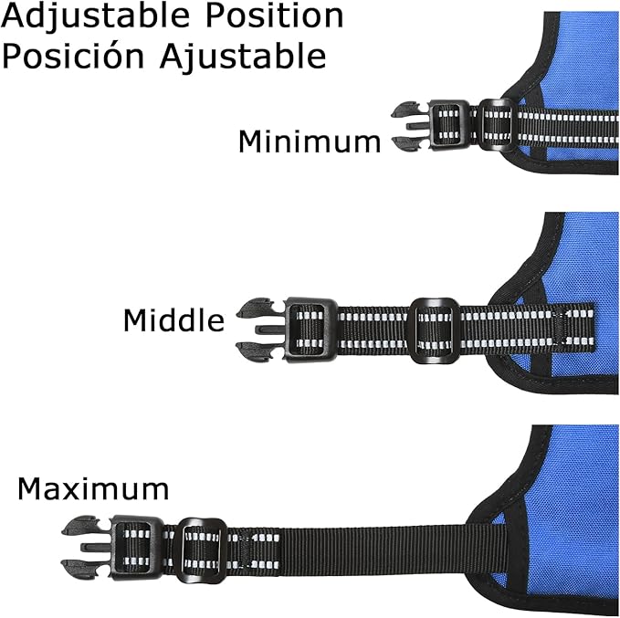 HEELE Dog Harness Dog Harness Large Dog with Soft Padded Handle Reflective No Pull Dog Harness for Large Dog for Outdoor Training Walking, Blue, L