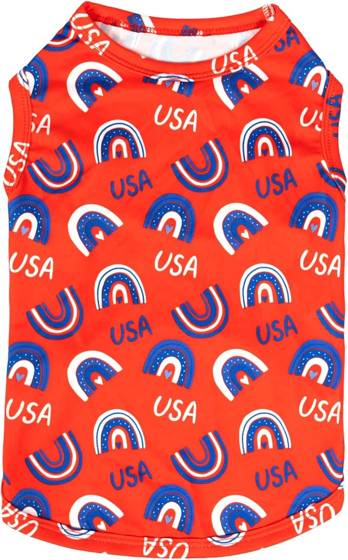 CuteBone 4th of July Dog Shirts 2-Pack Soft Pet Clothes Breathable Summer Vest for Small Puppy and Stretchy Cat Apparel 2BX18S