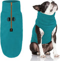 Gooby Half Zip Up Fleece Vest Dog Sweater - Turquoise, Large - Soft Warm Pullover Fleece Head-in Dog Jacket with Dual D Ring Leash for Small to Medium Dogs