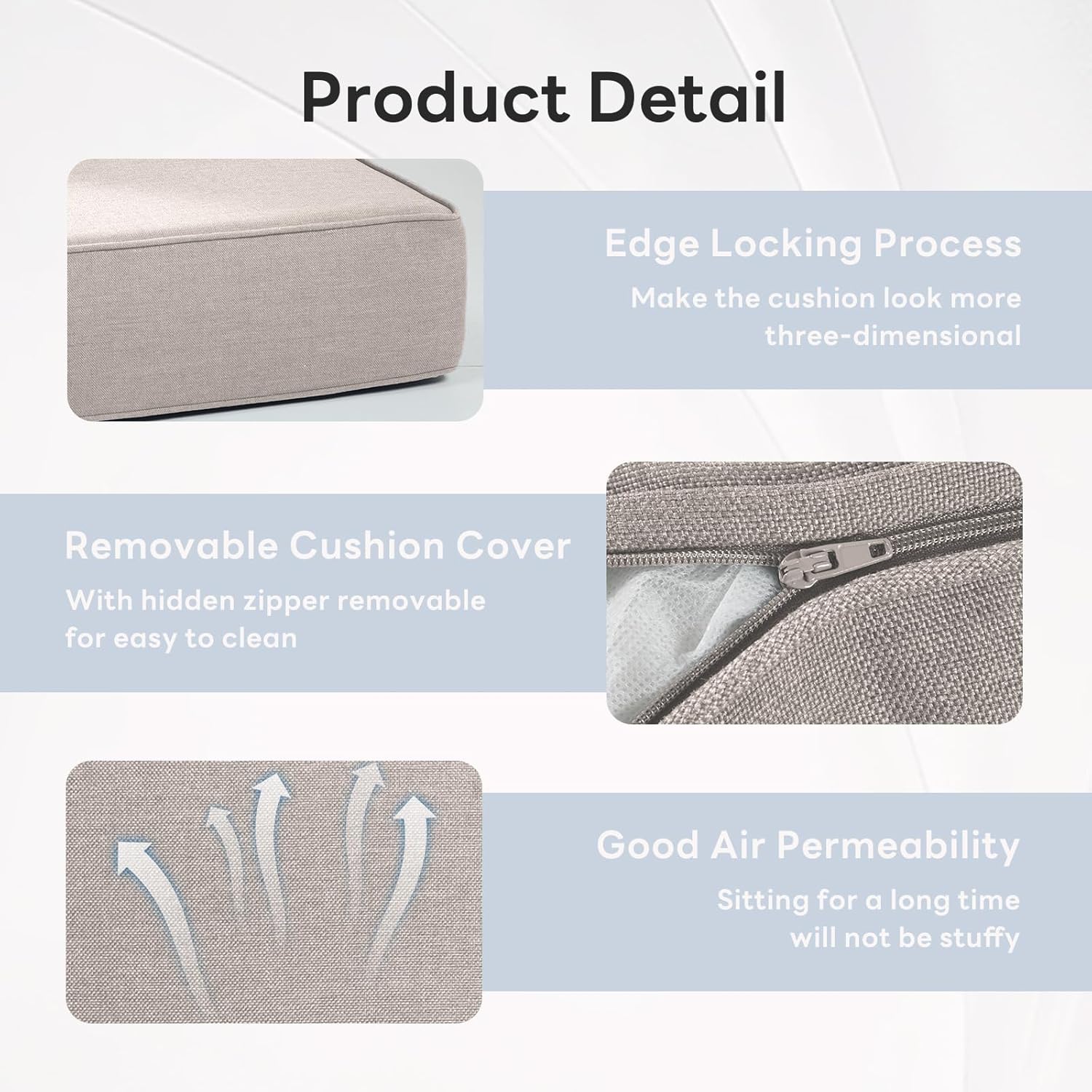 6" Thicker Outdoor Chair Cushion 4 Sets - 24" *24" *6" Waterproof Patio Furniture Cushions with Removable Cover, 28D High Density Sponge Filling Thicken Outdoor Patio Cushions - Beige