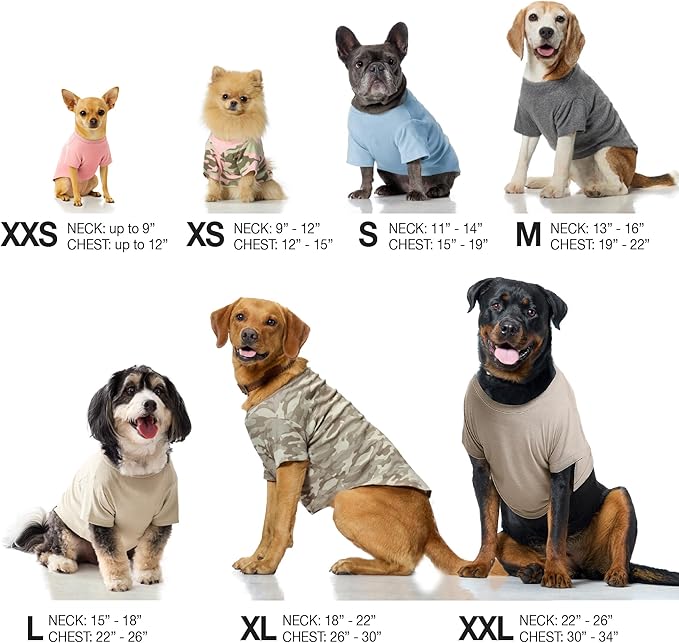 Toby II - The Perfect Tee, 3 Pack Short Sleeve Pet T-Shirt 100% Organic Cotton Tees Clothes for Small, Medium, Large Dogs, Navy Camo, XX-Small