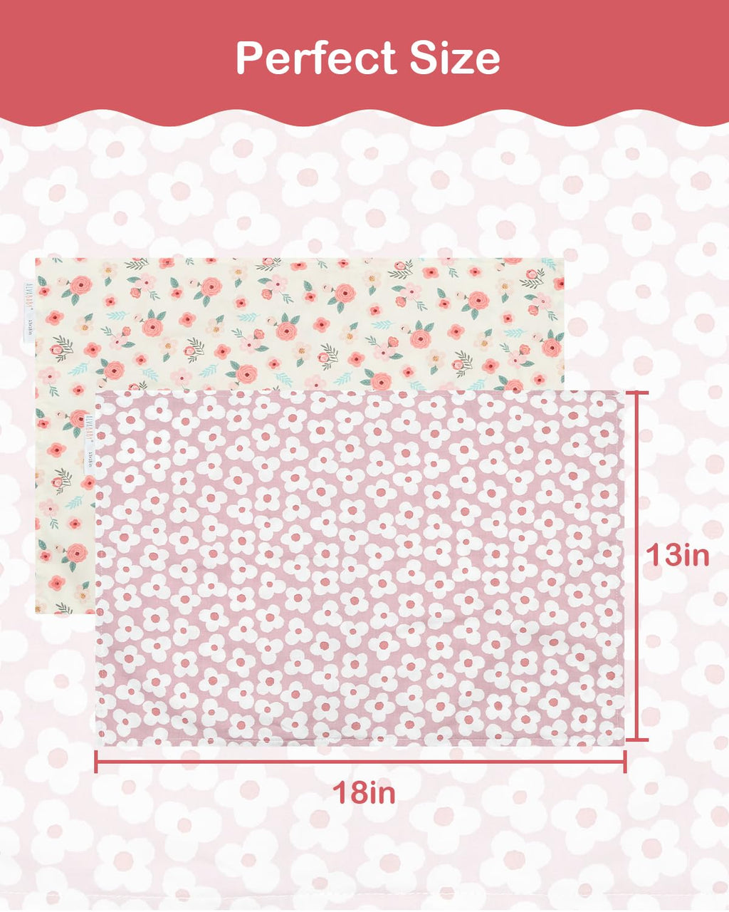 ALVABABY Toddler Pillowcases 2 Pack Organic Cotton Kids Pillow Cover Fit 13"x 18" or 12"x28" Envelope for Girl Boy Sleepy Travel 2TPW32A