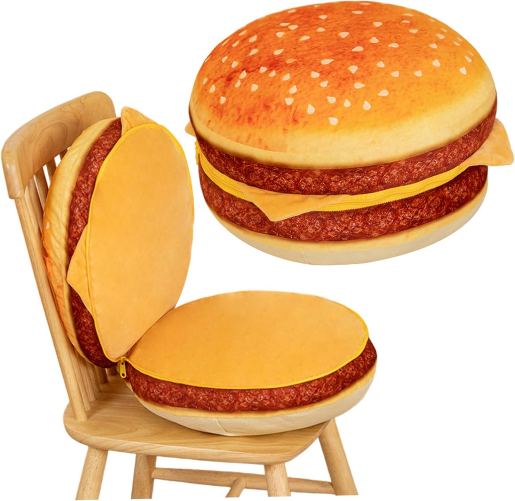 Round Chair Cushions 16x16x12 Inch Cute 3D Simulation Cheeseburger Comfortable Fluffy Soft Floor Cushions for Bedroom School Classroom Couch Sofa Decor Floor Pillows for Sitting