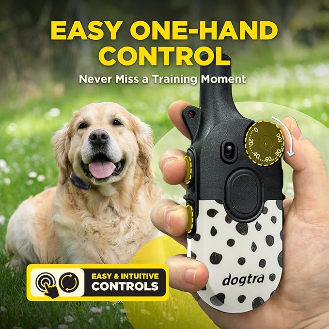 Dogtra 200iQ Remote Training E Collar – 100 Levels, Tone, Vibration, 1/2 Mile Range – Compact, Waterproof, One-Handed Control for Dogs 10 lbs+ – Lightweight Design for Daily Training – Modern Dots