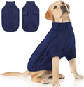 Queenmore Dog Sweater for Large Size Pet,Pitbull Dog Sweater,XXL Doggy Sweater for Labrador Retriever,Cold Weather Warm Knitted Pet Sweatershirt for Boy Girl Dogs (Dark Navy,2XL)