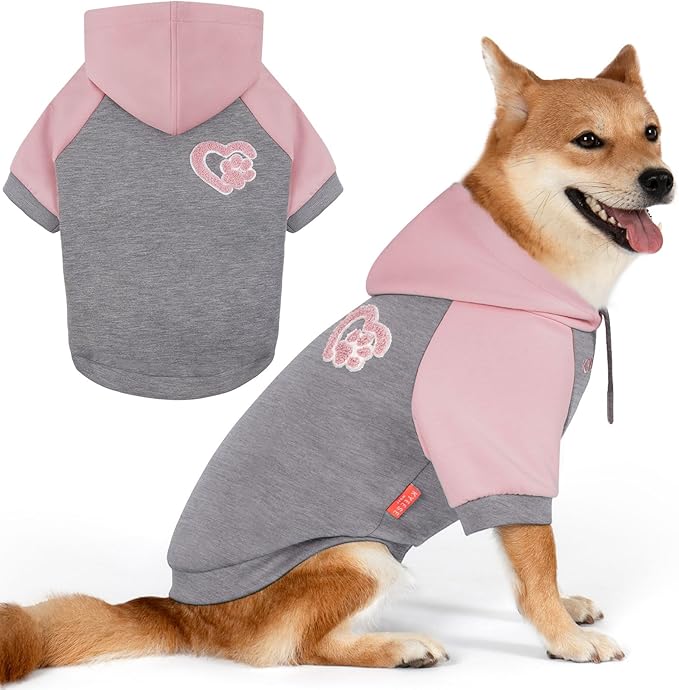 KYEESE Dog Hoodie Stretchy Dogs Winter Coat for Cold Weather Soft Dog Clothes for Small Dogs Pet Sweatshirt with Drawstring Comfort Cat Sweater Warm Pet Clothes Cat Coat with Leash Hole