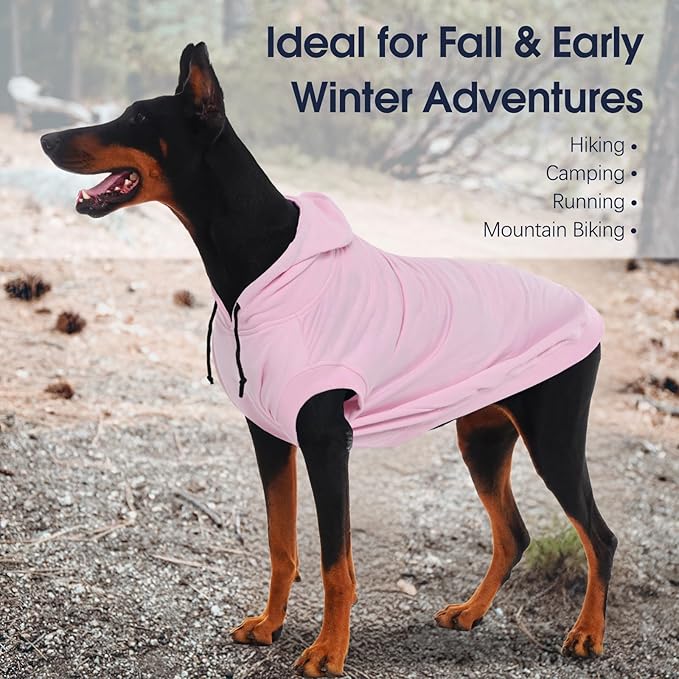 IECOii Dog Hoodie Medium Size Dog, Medium Dogs Sweater with Hood, Soft Pullover Hooded Sweatshirt for Dogs Boy and Girl Indoor & Outdoor, Machine Washable, Pink, Large (No Fleece Lined)