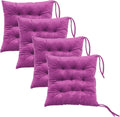 Set of 4 Square Chair Pads Indoor Seat Cushions Pillows with Ties Soft Comfortable Non Slip Chair Mat for Kitchen Dining Office Desk Living Room Outdoor Tatami 15.5" - Purple