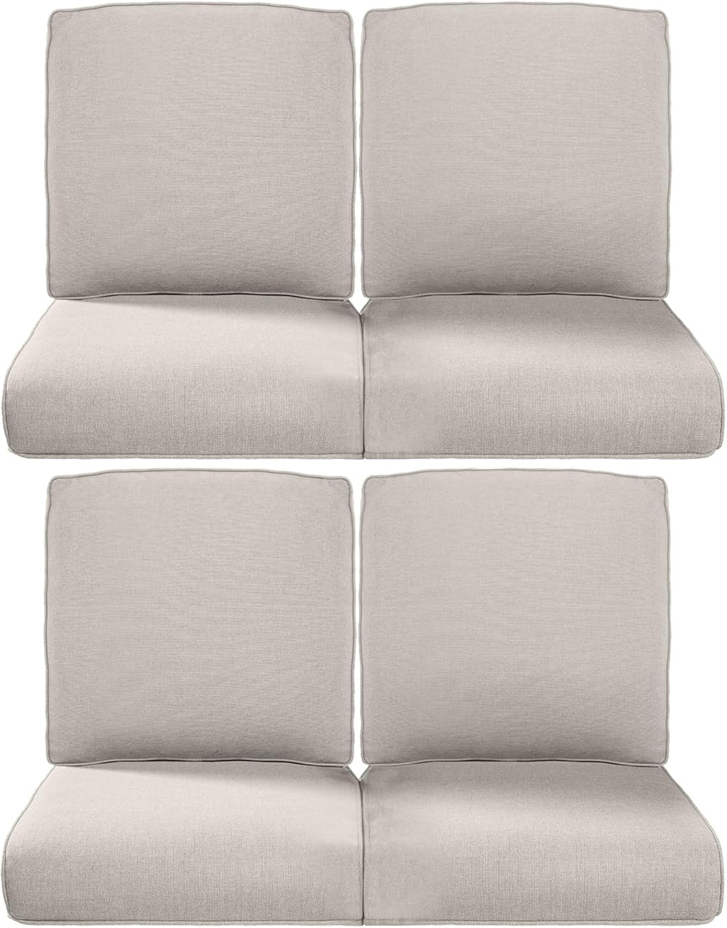 Pop 22x25/22x24 Outdoor Chair Cushions Set of 4 - Heavy Duty High Back Replacement Zippered Cushion for Patio Furniture Dining Gliding Rocking Chairs Loveseat L-Shape Sofa - Beige/Classic