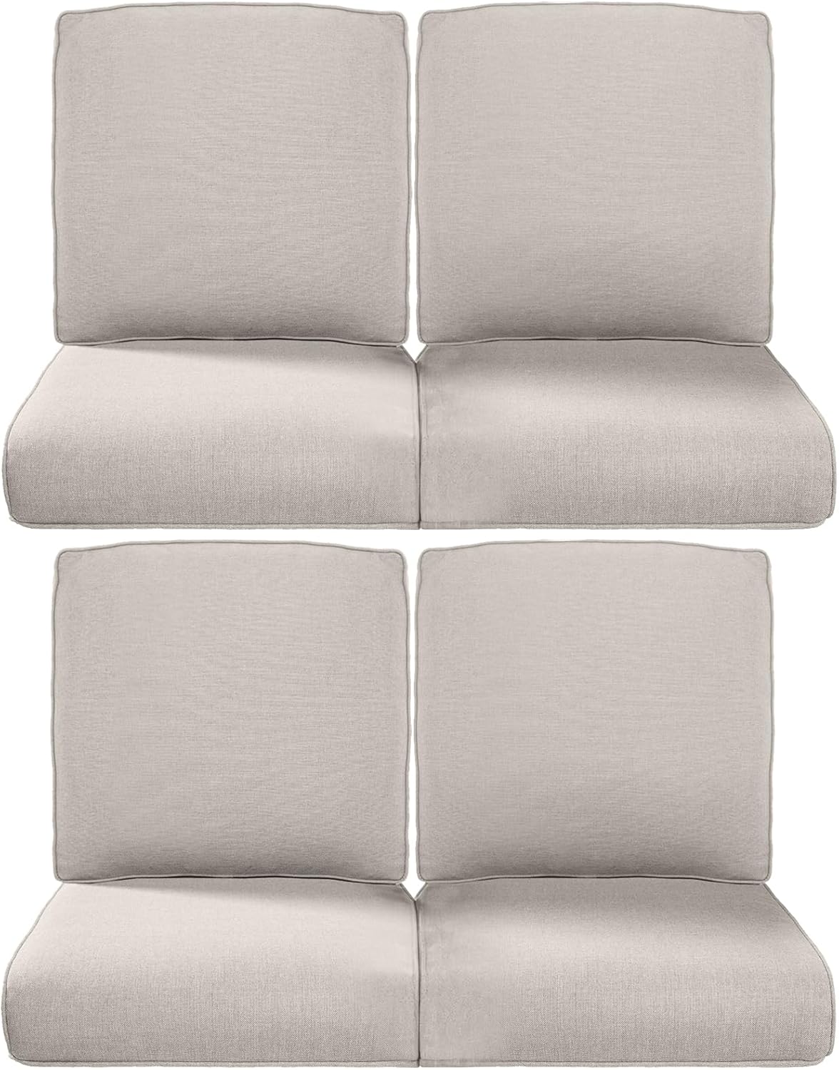 Pop 22x25/22x24 Outdoor Chair Cushions Set of 4 - Heavy Duty High Back Replacement Zippered Cushion for Patio Furniture Dining Gliding Rocking Chairs Loveseat L-Shape Sofa - Beige/Classic